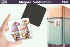 Easter Gnome Magnet Design | Gnome Spring Floral Sublimation Product Image 1