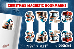 Christmas magnetic bookmarks Funny gnome with hot cocoa PNG Product Image 1