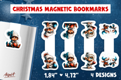 Christmas magnetic bookmarks Cute baby gnome print and cut Product Image 1