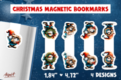 Christmas magnetic bookmarks Cute gnome wreath print and cut Product Image 1