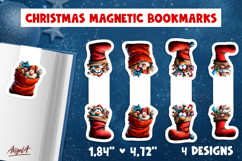 Christmas magnetic bookmarks Cute gnome, sock print and cut Product Image 1