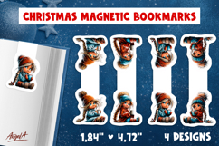 Christmas magnetic bookmarks girl with hot cocoa mug print Product Image 1