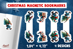 Christmas magnetic bookmarks Cute gnome print and cut PNG Product Image 1