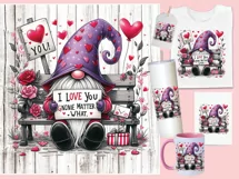 Love you Gnome Matter What Valentine's Day Gnome sublimation Product Image 2