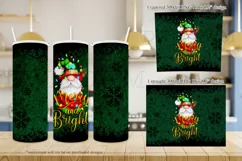Christmas Gnome Merry & Bright 20oz Tumbler Sublimation Wrap Product Image 2
