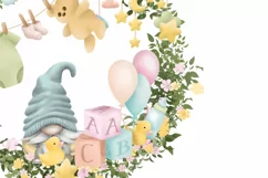 Gnome New Baby Wreath Clipart Png