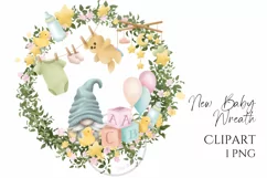 Gnome New Baby Wreath Clipart Png