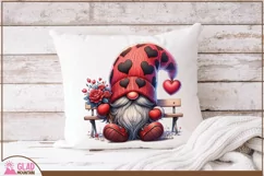 Valentine Gnome png, Valentine gnome with rose bouquet png Product Image 2