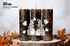 20oz Gnome Halloween Tumbler Spider Web Ghost Sublimation Product Image 1