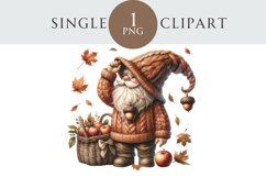 Autumn Fall Gnome Clipart Single PNG Product Image 1