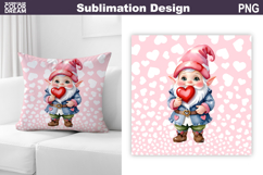Gnome Heart Sublimation | Cute Gnome Valentine Pillow Design Product Image 1