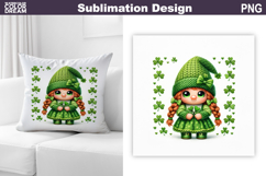 St. Patrick's Day Pillow | Gnome Clover Sublimation Product Image 1