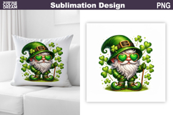 St. Patrick's Day Pillow | Gnome Clover Sublimation Product Image 1