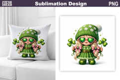 St. Patrick's Day Pillow | Gnome Clover Sublimation Product Image 1