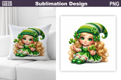 St. Patrick's Day Pillow | Gnome Clover Sublimation Product Image 1