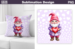 Gnome Heart Sublimation | Cute Gnome Valentine Pillow Design Product Image 1