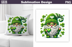St. Patrick's Day Pillow | Gnome Clover Sublimation Product Image 1