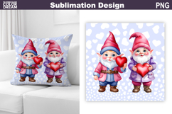 Gnome Heart Sublimation | Cute Gnome Valentine Pillow Design Product Image 1