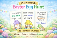 26 Gnome Easter Egg Hunt Printable Clue Cards for Kids Product Image 1