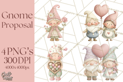 Gnome Valentine Proposal Clipart PNG Engagement Mini World Product Image 1