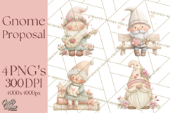 Gnome Valentine Proposal Clipart PNG Engagement Mini World Product Image 1
