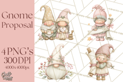 Gnome Valentine Proposal Clipart PNG Engagement Mini World Product Image 1