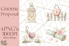 Gnome Valentine Proposal Clipart PNG Engagement Mini World Product Image 1