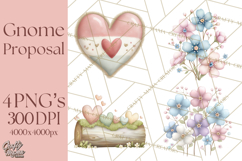 Gnome Valentine Proposal Clipart PNG Engagement Mini World Product Image 1