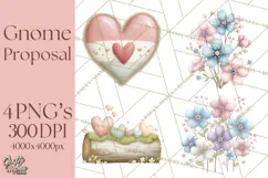Gnome Valentine Proposal Clipart PNG Engagement Mini World Product Image 1