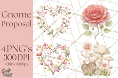 Gnome Valentine Proposal Clipart PNG Engagement Mini World Product Image 1