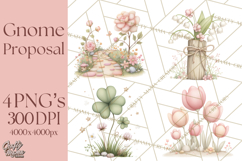 Gnome Valentine Proposal Clipart PNG Engagement Mini World Product Image 1