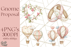 Gnome Valentine Proposal Clipart PNG Engagement Mini World Product Image 1