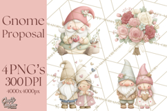Gnome Valentine Proposal Clipart PNG Engagement Mini World Product Image 1