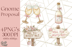 Gnome Valentine Proposal Clipart PNG Engagement Mini World Product Image 1