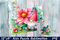 Gnome flowers| Floral Sublimation Puzzle Design Product Image 1