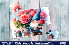 Gnome flowers| Floral Sublimation Puzzle Design Product Image 1