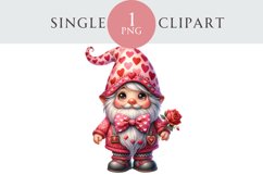 Valentines Gnome Clipart Single PNG Product Image 1