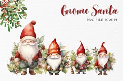 Gnome Santa Christmas Watercolor Clipart Santa Claus PNG Product Image 1