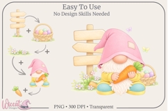 Easter Gnome Scene Creator PNG Bundle Mix &amp; Match Clipart, Product Image 4