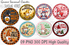 Gnome Seasonal PNG, Round Coaster Sublimation Design Product Image 1
