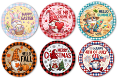 Gnome Seasonal PNG, Round Coaster Sublimation Design Product Image 2
