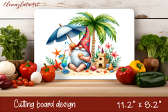 Gardening Cutting Board Sublimation PNG. Cute Summer Gnomes Product Image 1