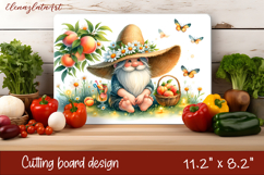 Gardening Cutting Board Sublimation PNG. Cute Summer Gnomes Product Image 1