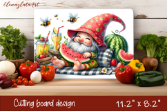 Gardening Cutting Board Sublimation PNG. Cute Summer Gnomes Product Image 1