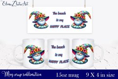 Summer gnome Mug Sublimation, The beach is my Happy Place Product Image 1