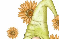 Gnome Sunflowers Png File Sublimation Sunflower August Gold Product Image 4