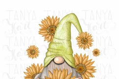 Gnome Sunflowers Png File Sublimation Sunflower August Gold Product Image 6