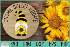 Gnome Sweet Gnome Sign Farmhouse Round Door Hanger