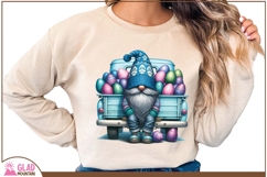 Easter Gnome vintage blue truck filled with Easter eggs png Product Image 4