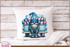 Easter Gnome vintage blue truck filled with Easter eggs png Product Image 3